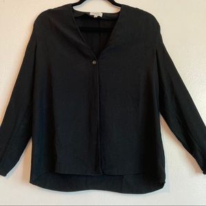 Wilfred Black V Neck Pin-tuck Button Down Blouse